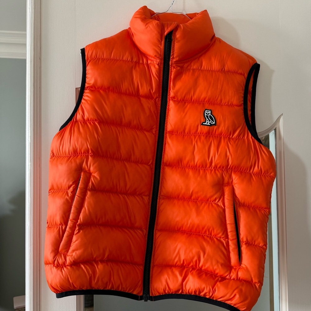 Orange Puffer Vest with Logo